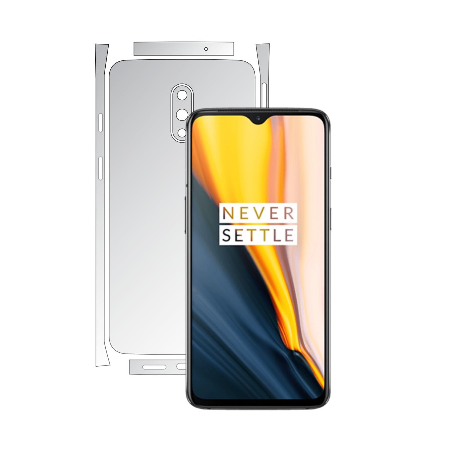 Folie Protectie Spate Invisible Skinz HD pentru OnePlus 7 - Folie Siliconica Ultra-Clear cu taiere Split Cut pentru Carcasa Spate si Laterale, Skin Adeziv Transparent, Edge to Edge Full Case Cover