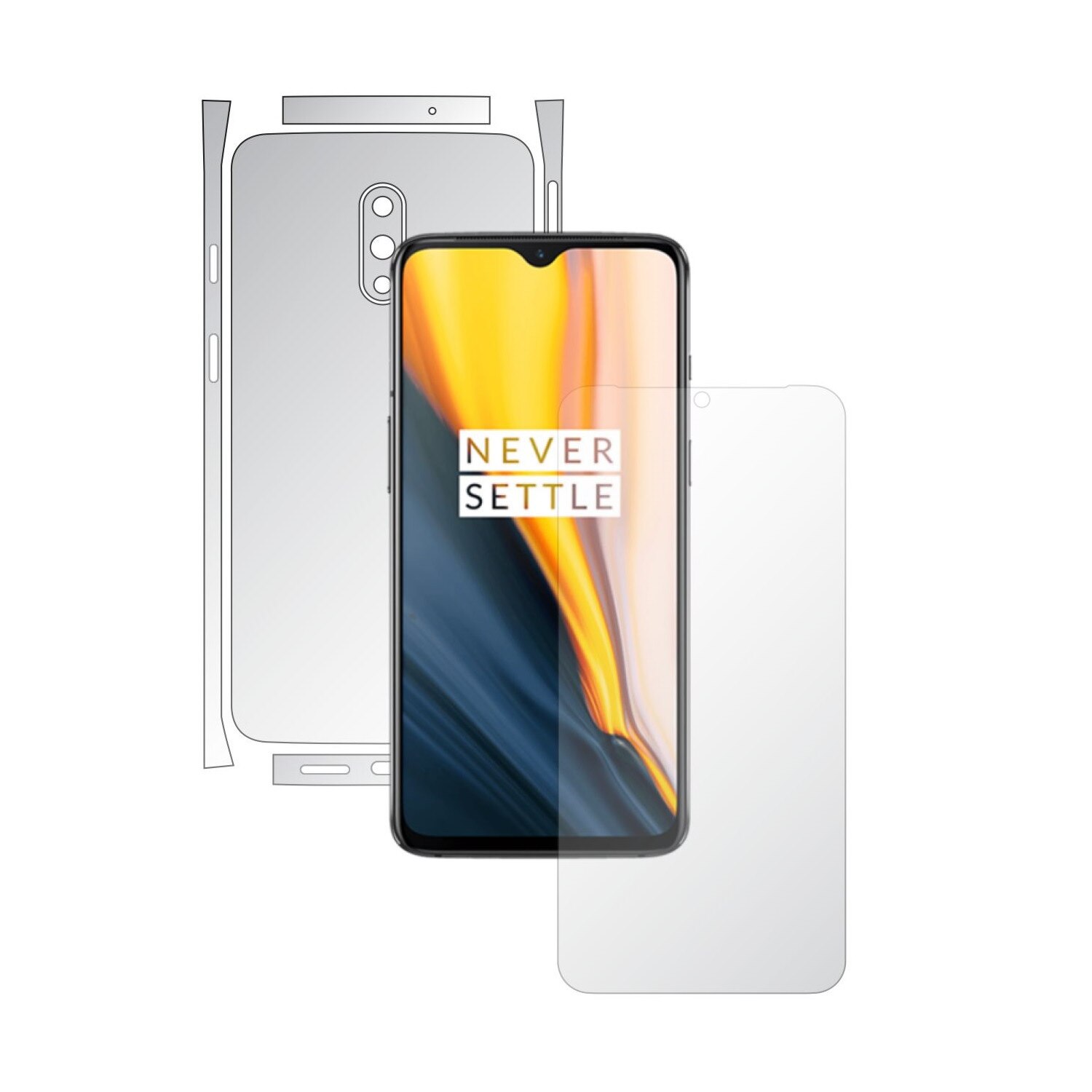 Folie Full Body Invisible Skinz HD pentru OnePlus 7 - Folie Protectie Siliconica Ultra-Clear cu taiere Split Cut pentru Ecran, Carcasa Spate si Laterale, Skin Adeziv Transparent, Edge to Edge Cover