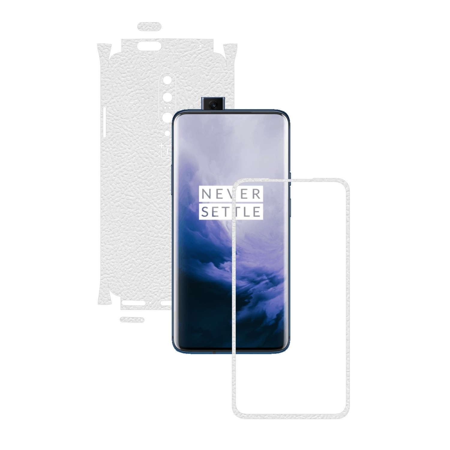 Folie Protectie Carbon Skinz pentru OnePlus 7 Pro, (5G) - Piele Alba 360 Cut, Skin Adeziv Full Body Cover pentru Rama Ecran, Carcasa Spate si Laterale