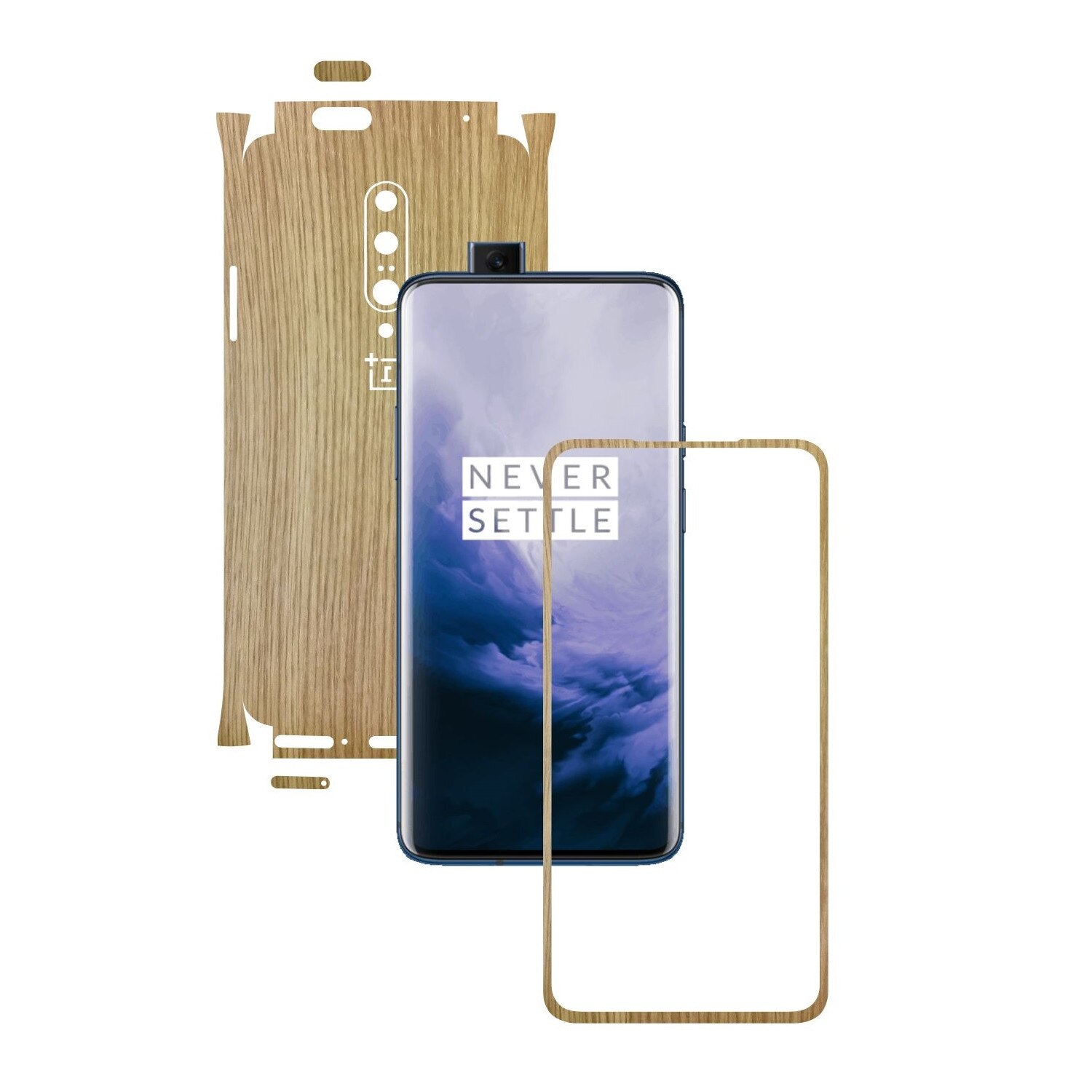 Folie Protectie Carbon Skinz pentru OnePlus 7 Pro, (5G) - Lemn Stejar 360 Cut, Skin Adeziv Full Body Cover pentru Rama Ecran, Carcasa Spate si Laterale
