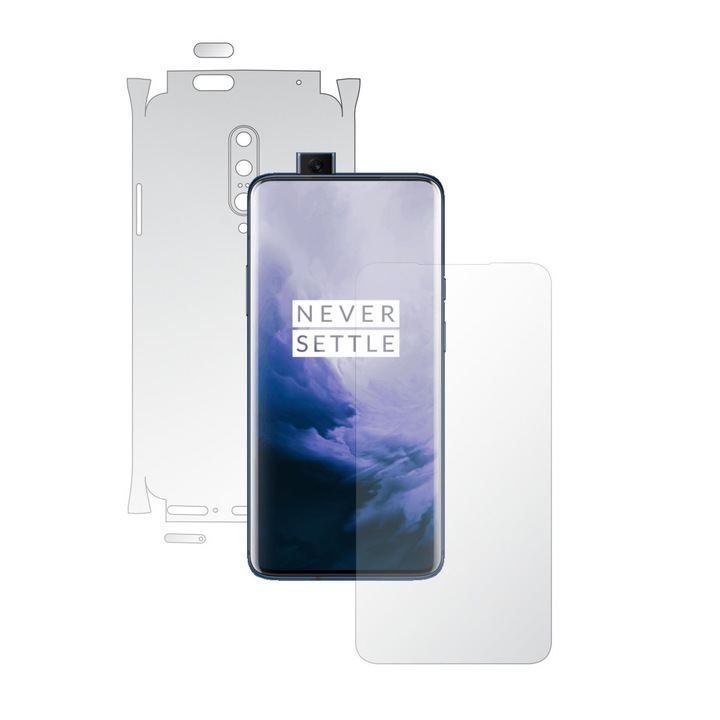 2x Folie24 teljes testre kiterjedő képernyővédő fólia készlet, OnePlus 7 Pro, (5G), 360 lefedettség, képernyő + hátlap és oldalak, 1 szett Ultra-Clear + 1 szett matt, öntapadó, rugalmas, önregenerálódással