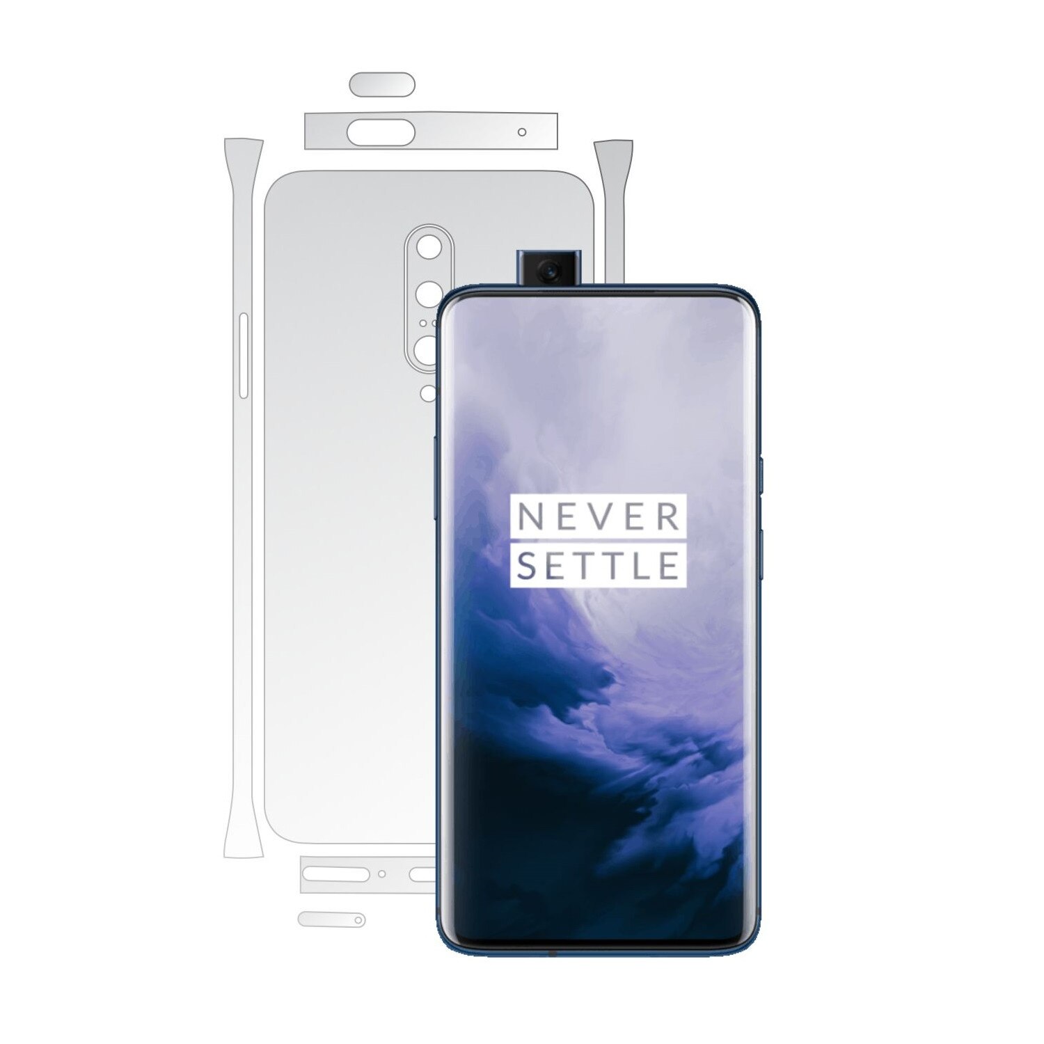 Folie Protectie Spate Invisible Skinz HD pentru OnePlus 7 Pro, (5G) - Folie Siliconica Ultra-Clear cu taiere Split Cut pentru Carcasa Spate si Laterale, Skin Adeziv Transparent, Edge to Edge Full Case Cover