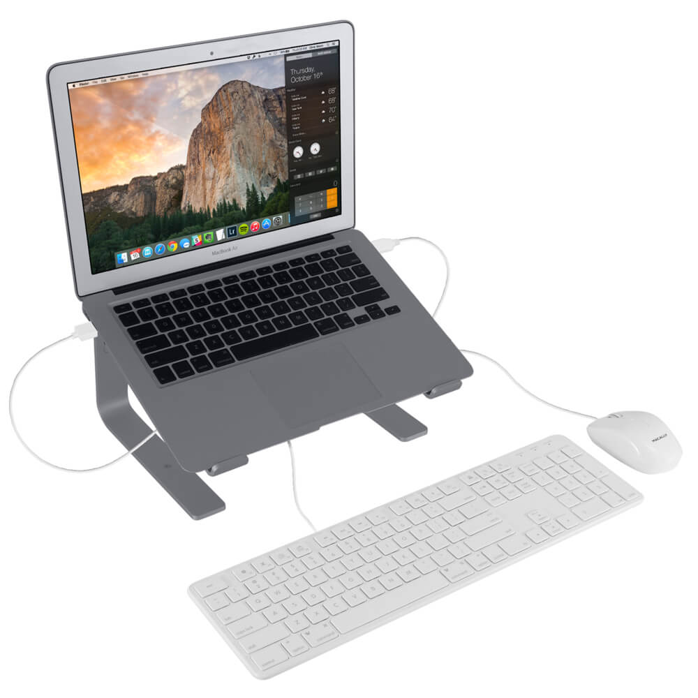 apple laptop stand and keyboard