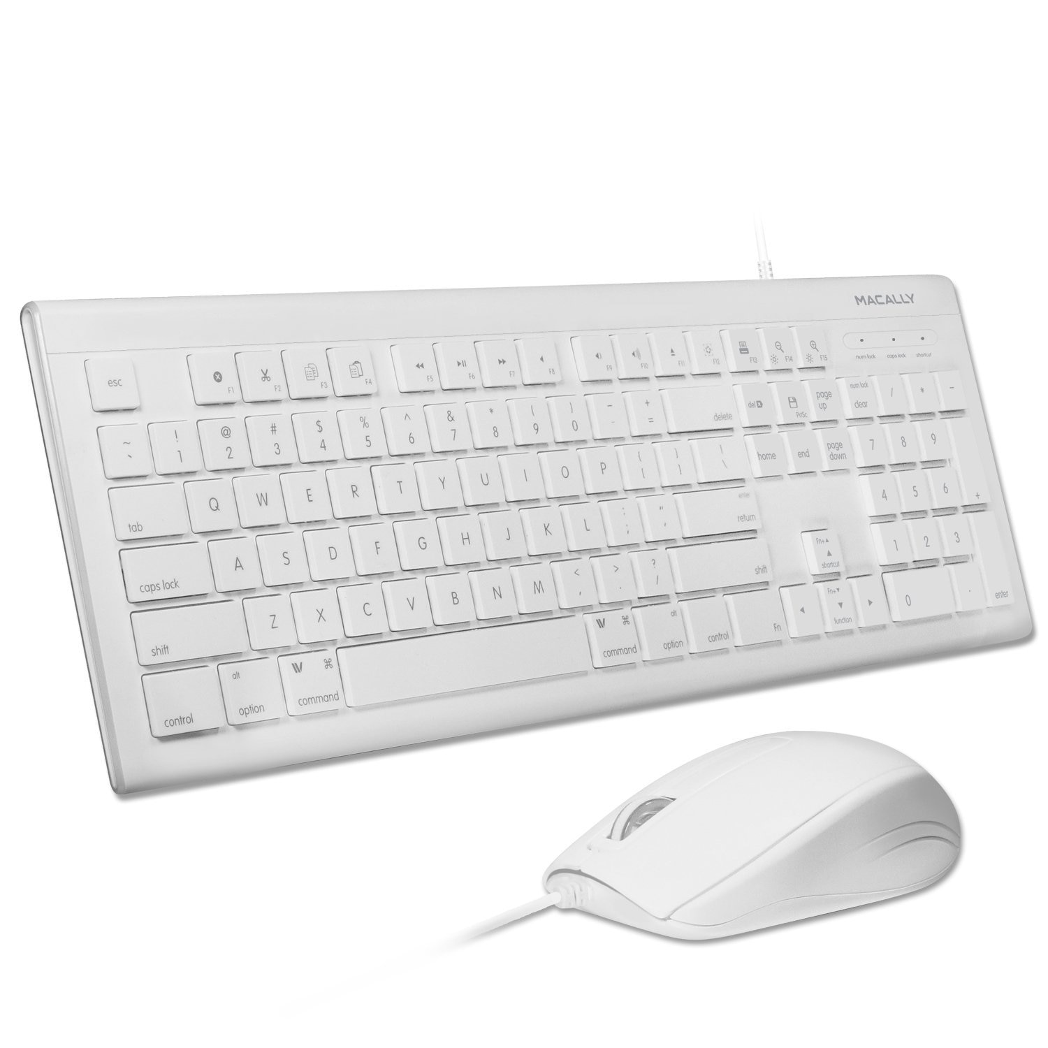 Set de tastatura si mouse USB pentru Mac si PC, Macally Combo, (alb)