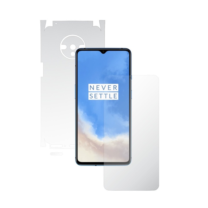 2X Folie24 teljes testre kiterjedő képernyővédő fólia készlet, OnePlus 7T-hez, 360 lefedettség, képernyő + hátlap és oldalak, 1 szett Ultra-Clear + 1 szett matt, tapadó, rugalmas, önregenerálódással