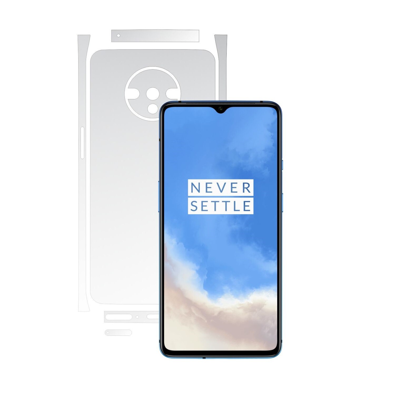 Folie Protectie Spate Invisible Skinz UHD AutoRegeneranta pentru OnePlus 7T - Folie Siliconica Ultra-Clear cu taiere Split Cut pentru Carcasa Spate si Laterale, Skin Adeziv Transparent, Edge to Edge Full Case Cover