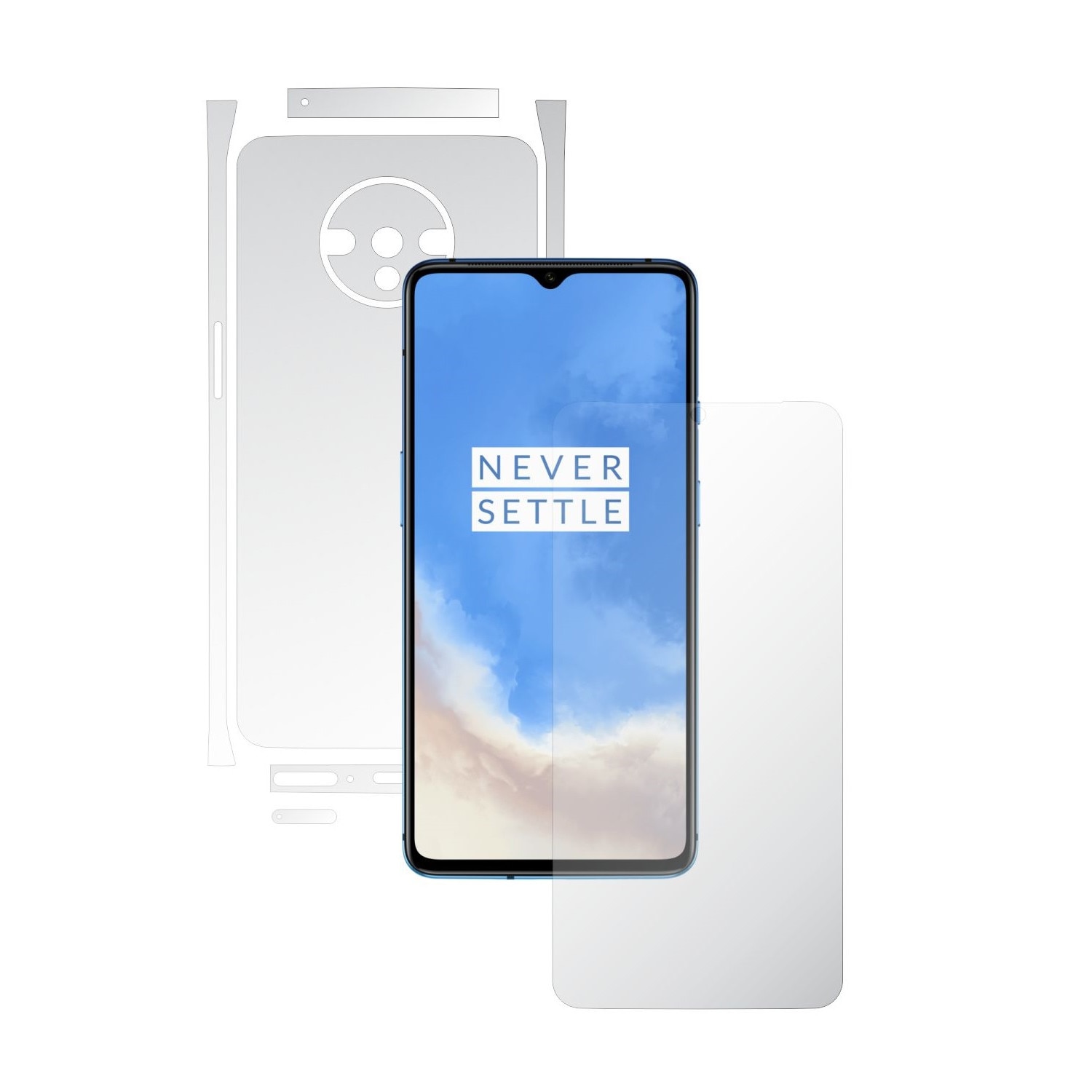Folie Full Body Invisible Skinz HD pentru OnePlus 7T - Folie Protectie Siliconica Ultra-Clear cu taiere Split Cut pentru Ecran, Carcasa Spate si Laterale, Skin Adeziv Transparent, Edge to Edge Cover