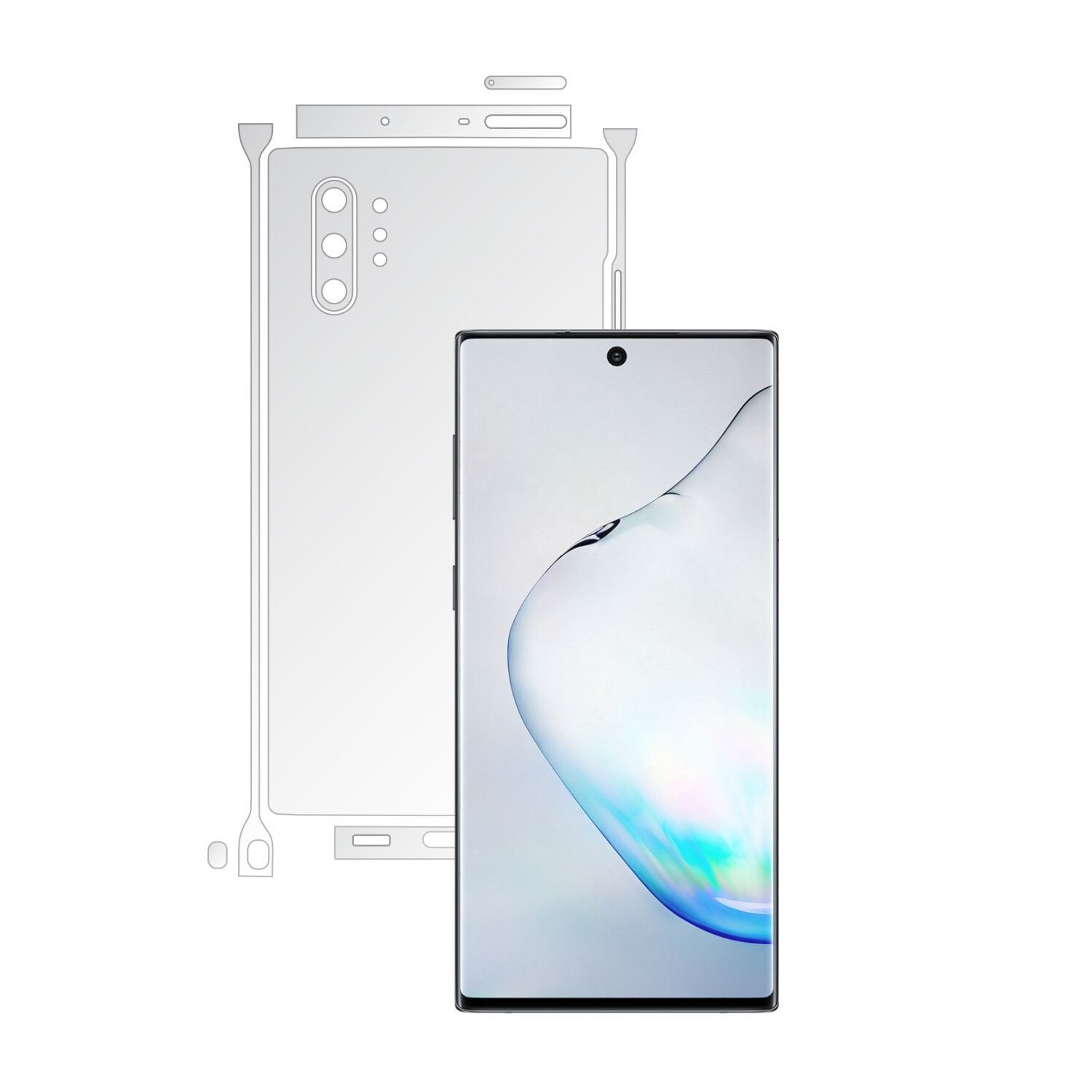 Folie Protectie Spate Invisible Skinz HD pentru Samsung Galaxy Note 10+ Plus (5G) - Folie Siliconica Ultra-Clear cu taiere Split Cut pentru Carcasa Spate si Laterale, Skin Adeziv Transparent