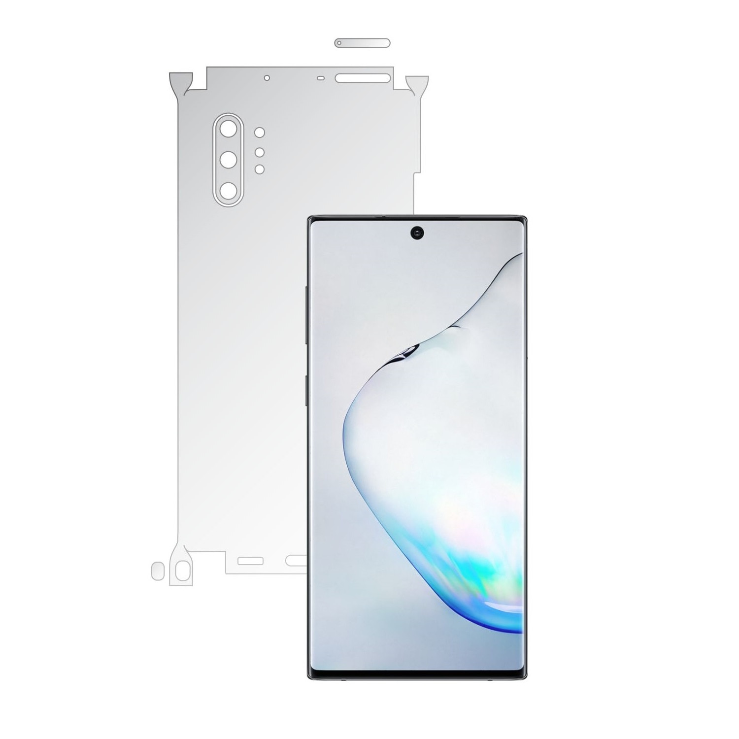 Folie Protectie Spate Invisible Skinz UHD AutoRegeneranta pentru Samsung Galaxy Note 10+ Plus (5G) - Folie Siliconica Ultra-Clear cu taiere 360 Cut pentru Carcasa Spate si Laterale, Skin Adeziv Transparent