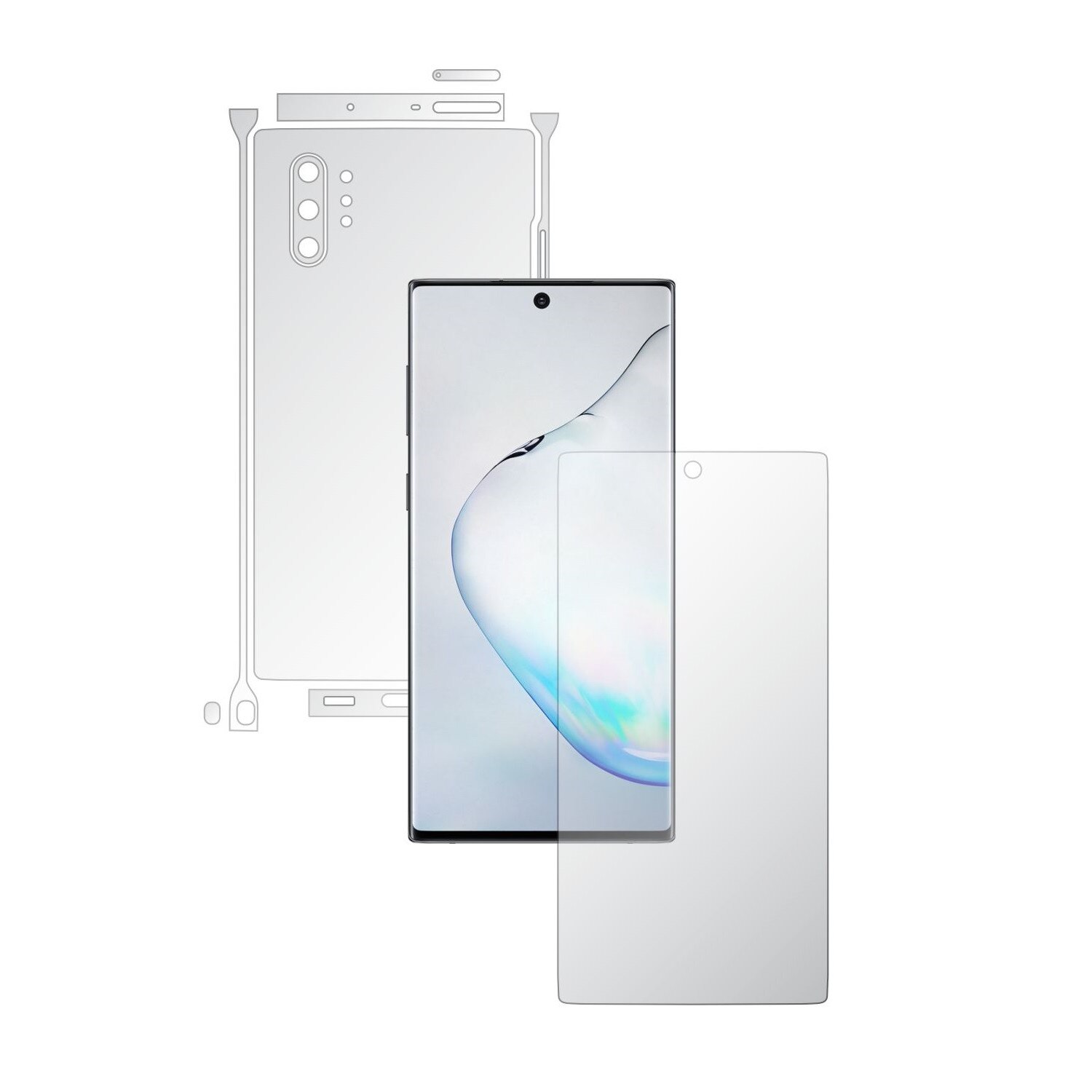 Folie Full Body Invisible Skinz UHD AutoRegeneranta pentru Samsung Galaxy Note 10+ Plus (5G) - Folie Protectie Siliconica Ultra-Clear cu taiere Split Cut pentru Ecran, Carcasa Spate si Laterale, Skin Adeziv Transparent