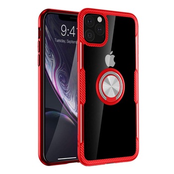 Husa IPhone 11 PRO, Hybrid Antisoc, carcasa cu inel rotativ 360 si Kickstand, Rosu Husa IPhone 11 PRO, Hybrid Antisoc, carcasa cu inel rotativ 360 si Kickstand, Rosu