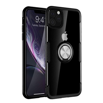 Husa IPhone 11 PRO MAX, Hybrid Antisoc, carcasa cu inel rotativ 360 si Kickstand, Negru