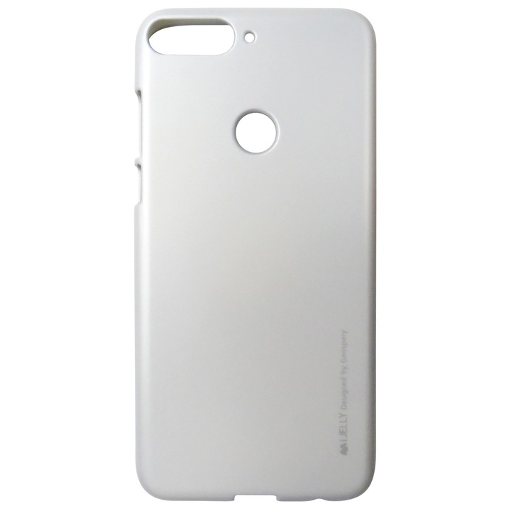 Husa silicon Mercury Goospery i-Jelly argintiu metalic pentru Huawei Y7 2018, Y7 Prime 2018