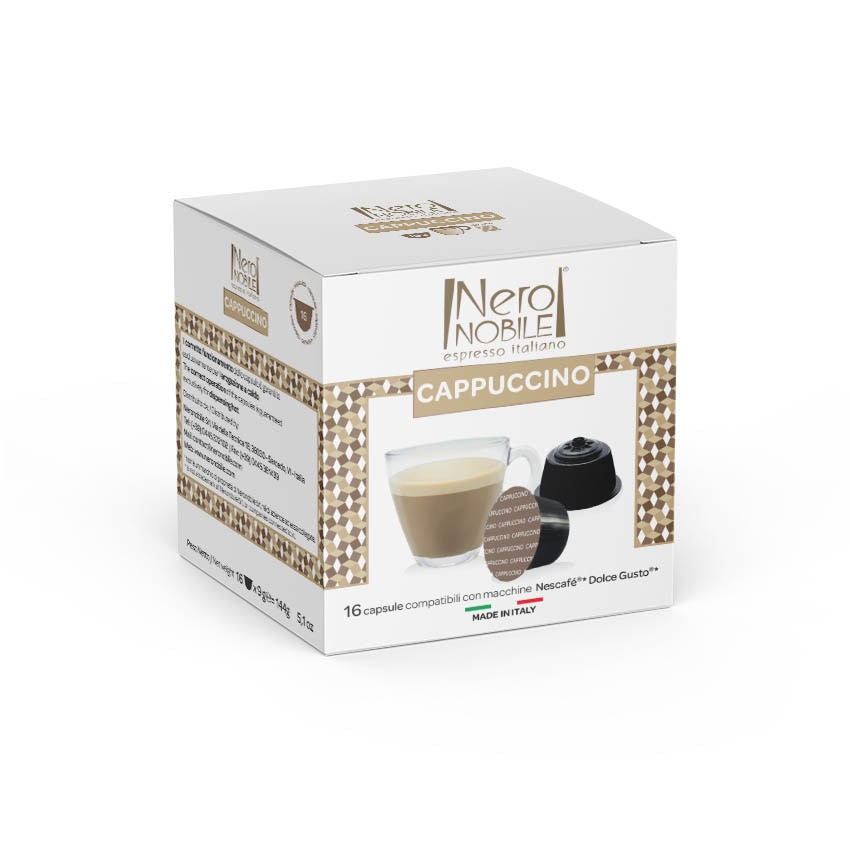 Capsule Cappuccino Nero Nobile, 16 bucati Compatibile Dolce Gusto, 144 g