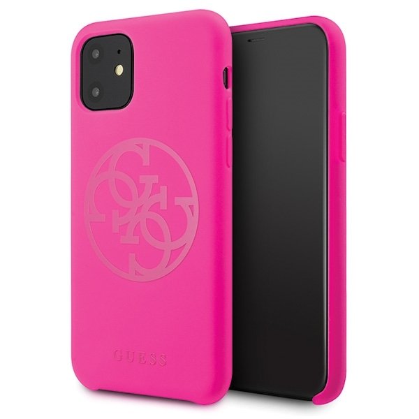 Husa iPhone 11 Guess Silicone 4G Tone On Tone Fucsia