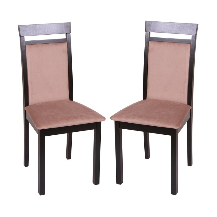 Set 2 scaune Wooden 2, Lemn, Wenge/Aya Nougat