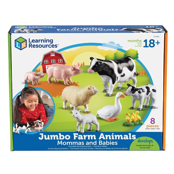 Set 8 animale ferma de dimensiuni mari Learning Resources
