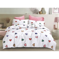 Lenjerie pat, zenartdeco, Alb - Multicolor, Bumbac satinat, 220 x 230, 6 piese