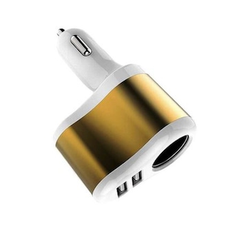 Incarcator/priza auto, dual, 2xUSB, priza auto, auriu Incarcator/priza auto, dual, 2xUSB, priza auto, auriu