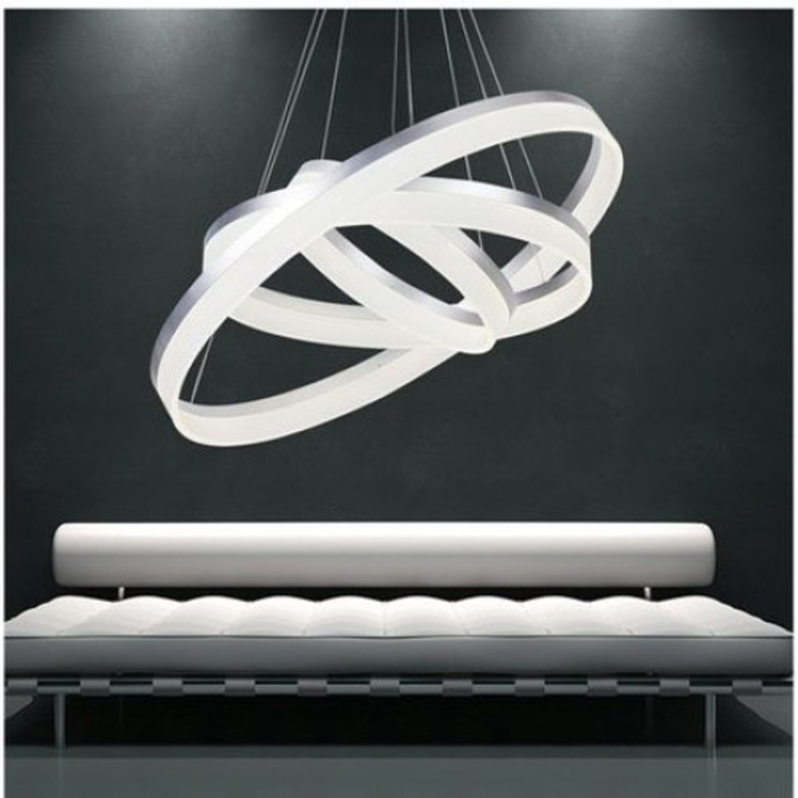 Lustra Led L8828 40+60+80 cm , 210W , Lumina Neutra, ALB, CALD .reglabil pe inaltime