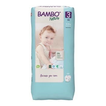 Scutece Ecologice Bambo Nature, marime 3, 4-8 kg, 52 bucati Scutece Ecologice Bambo Nature, marime 3, 4-8 kg, 52 bucati