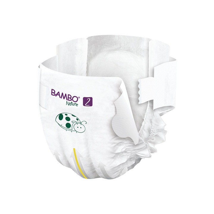Bamboo Nature készlet, pelenka Nr. 2 (3-6 kg), 60 db + BAMBO Nature nedves törlőkendő, 50 db