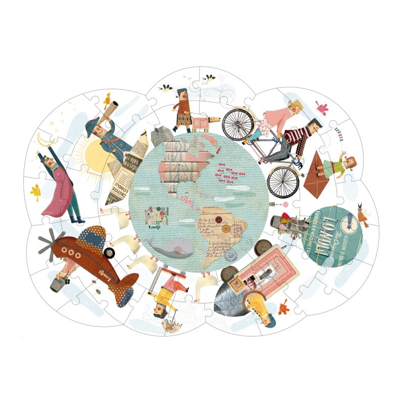 Puzzle reversibil 54 piese Londji Harta lumii