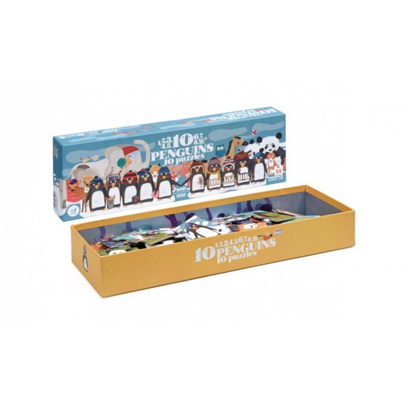 Puzzle progresiv 1,2,3..10 Pinguini Londji 55 piese