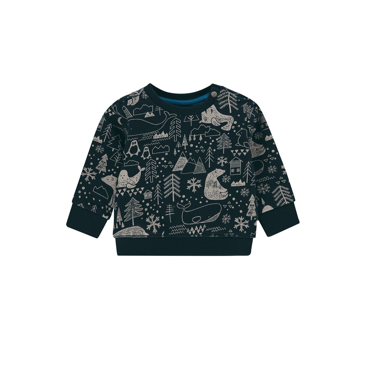 Pulover copii, Noppies, cu imprimeu iarna, Adams, negru