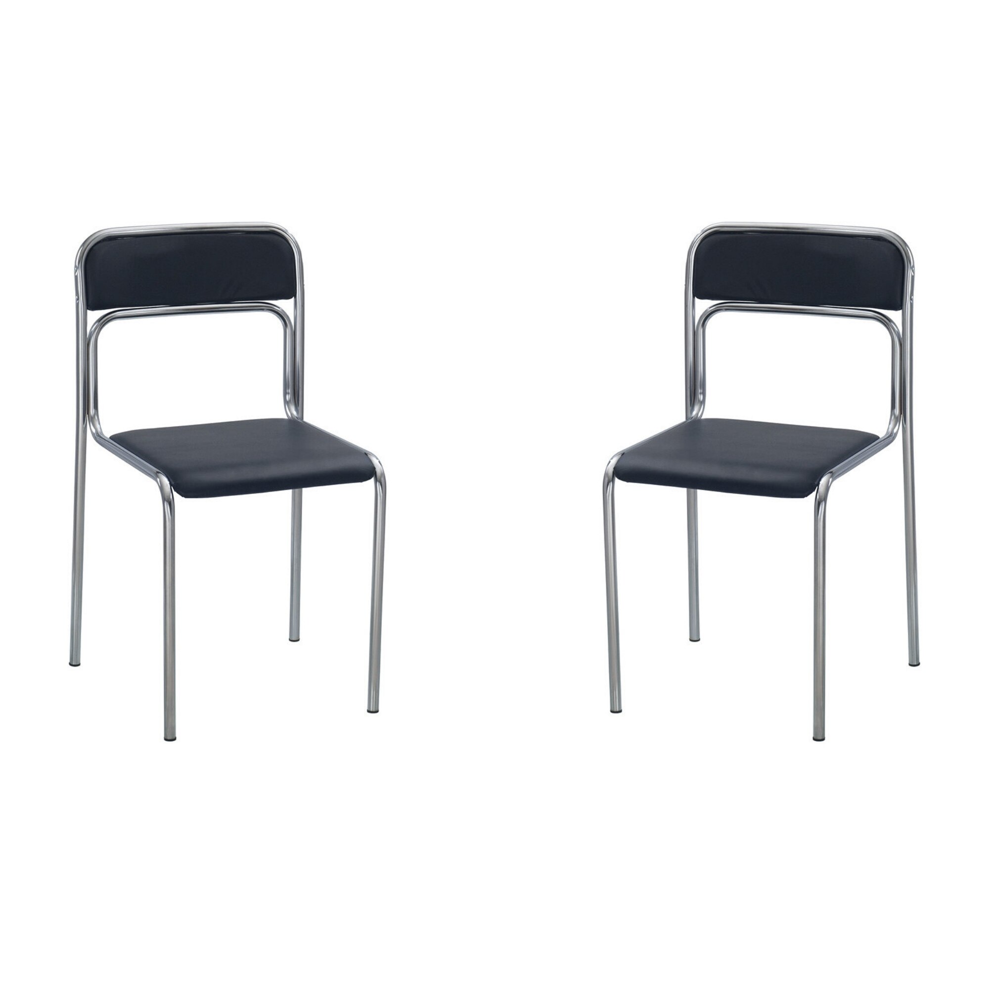 Set 2 scaune vizitator ASCONA, Negru piele ecologica