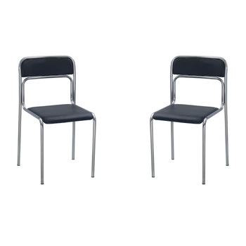 Set 2 scaune vizitator ASCONA, Negru piele ecologica Set 2 scaune vizitator ASCONA, Negru piele ecologica