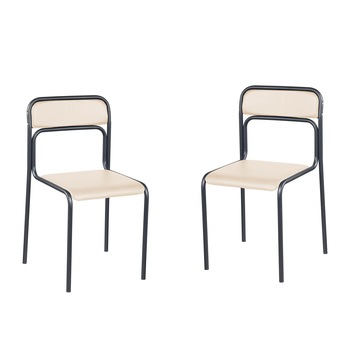 Set 2 scaune vizitator ASCONA B, Crem piele ecologica Set 2 scaune vizitator ASCONA B, Crem piele ecologica