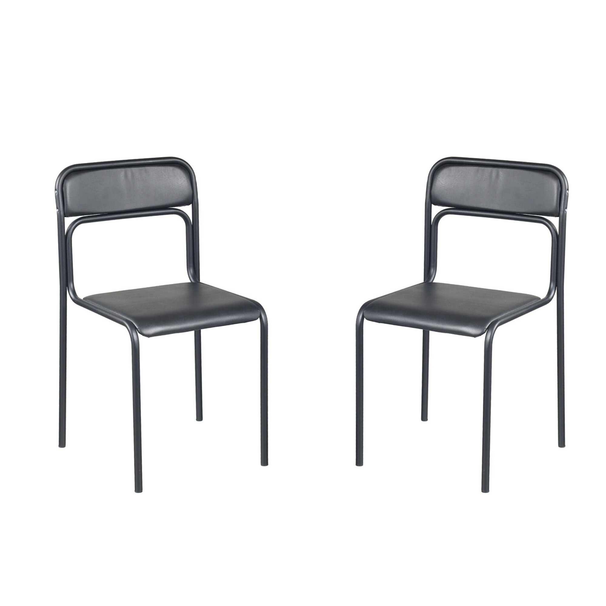 Set 2 scaune vizitator ASCONA Black, Negru piele artificiala