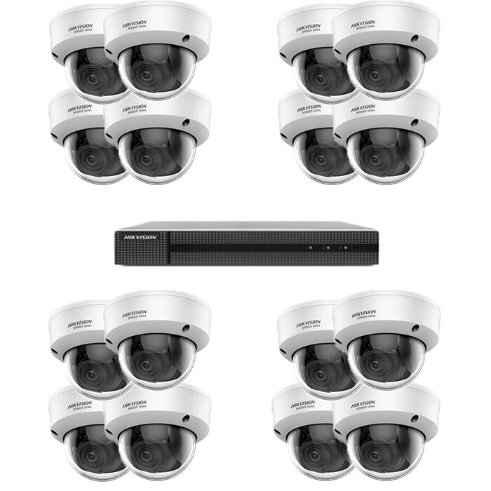 Kit sistem supraveghere HiWatch DVR UltraHD 1440p H.265 Pro + 16 camere ...