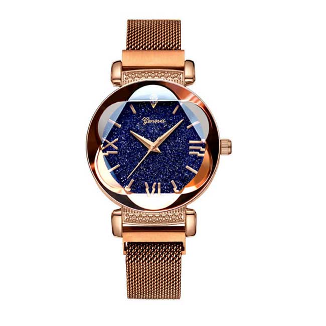 Ceas Geneva Dama Quartz Casual Elegant Rose, PN999560RE, curea din metal (mesh), afisaj Analog
