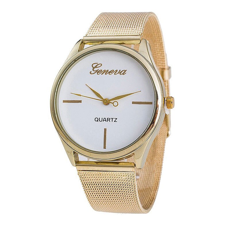 Ceas Geneva Dama Quartz Casual Elegant Alb, PN999916AB, curea din metal (mesh), afisaj Analog