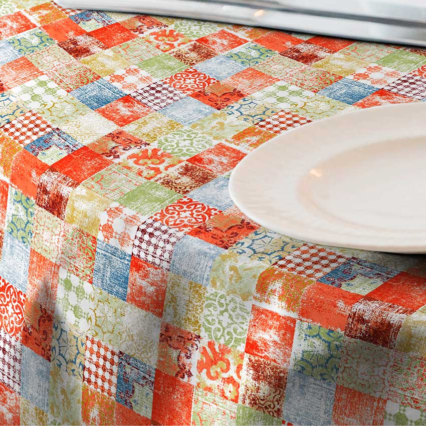 Fata de masa impermeabila, Casa de bumbac, Rhode, 220x140 cm, geometric, multicolor