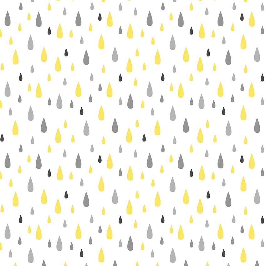 Fata de masa impermeabila, Casa de bumbac, Pluie, diametru 140 cm, geometric, gri si galben