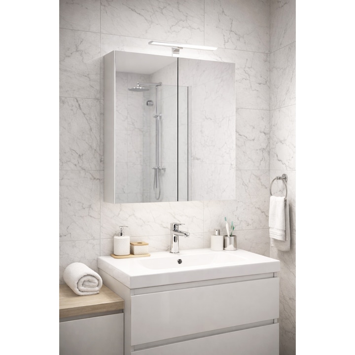 Oglinda quattro, 60 cm, alb, BadenMob