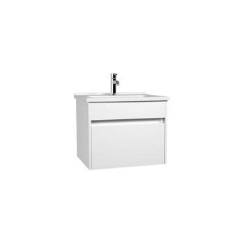 Set mobilier Vitra S50+, dulap baza cu 1 sertar alb lucios, sifon si lavoar 60cm Set mobilier Vitra S50+, dulap baza cu 1 sertar alb lucios, sifon si lavoar 60cm
