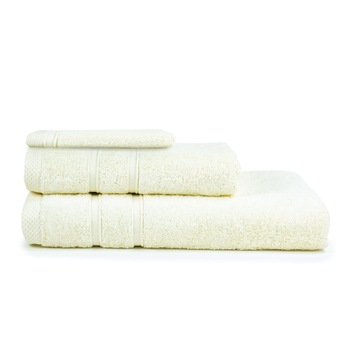 Set prosoape si manusa baie Bamboo Collection, Ivory, 50%bambus/50% bumbac, 600 gr/mp Set prosoape si manusa baie Bamboo Collection, Ivory, 50%bambus/50% bumbac, 600 gr/mp