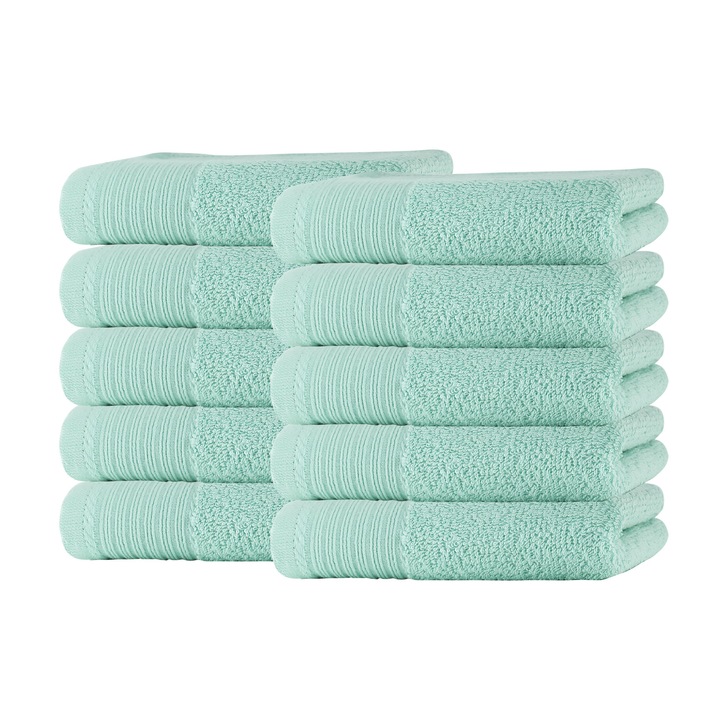 Set 10 prosoape maini Classic Collection, 100% bumbac, 30 x 50 cm, Menta
