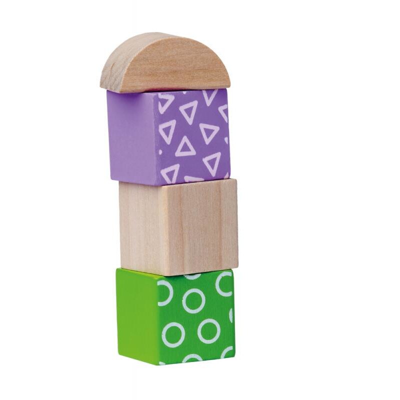 Set Cuburi de constructii din lemn, colorate si decorate, 50 piese ...