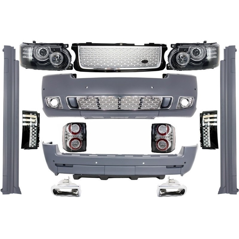 Pachet Exterior Complet Autobiography Design compatibil Land Range Rover Vogue L322 (2002-2009) Editie Negru/Argintiu (COCBRRVL322BS)