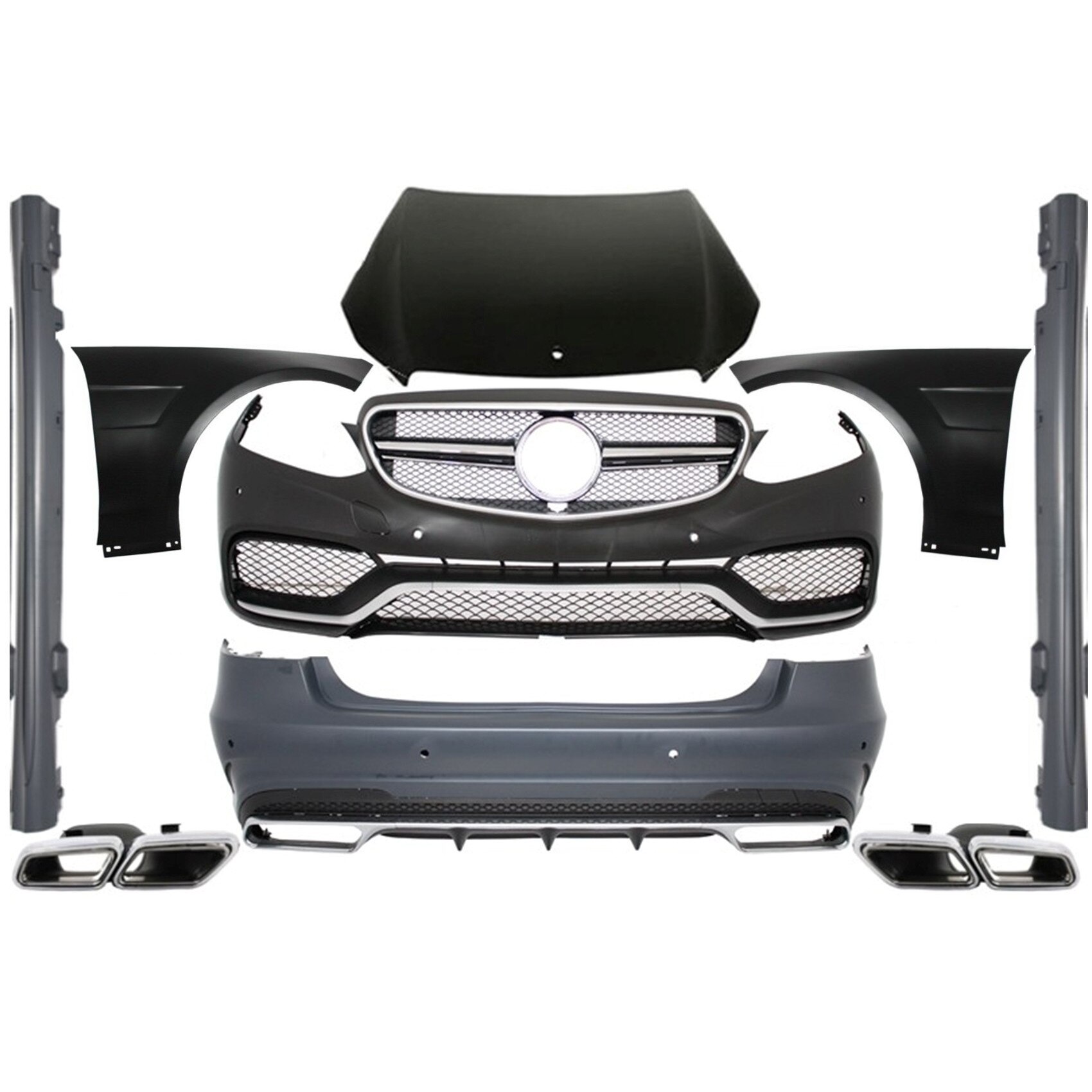 Kit Exterior compatibil cu MERCEDES Benz W212 E-Class Facelift (2013-up) E63 A-Design cu Ornamente de evacuare (COCBMBW212FAMGCS63)