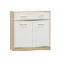 Comoda cu sertar si 2 usi, stejar sonoma/alb ,83x85x34 cm,Bortis