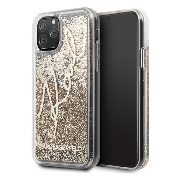 Husa iPhone 11 Pro Karl Lagerfeld Glitter Signature Gold