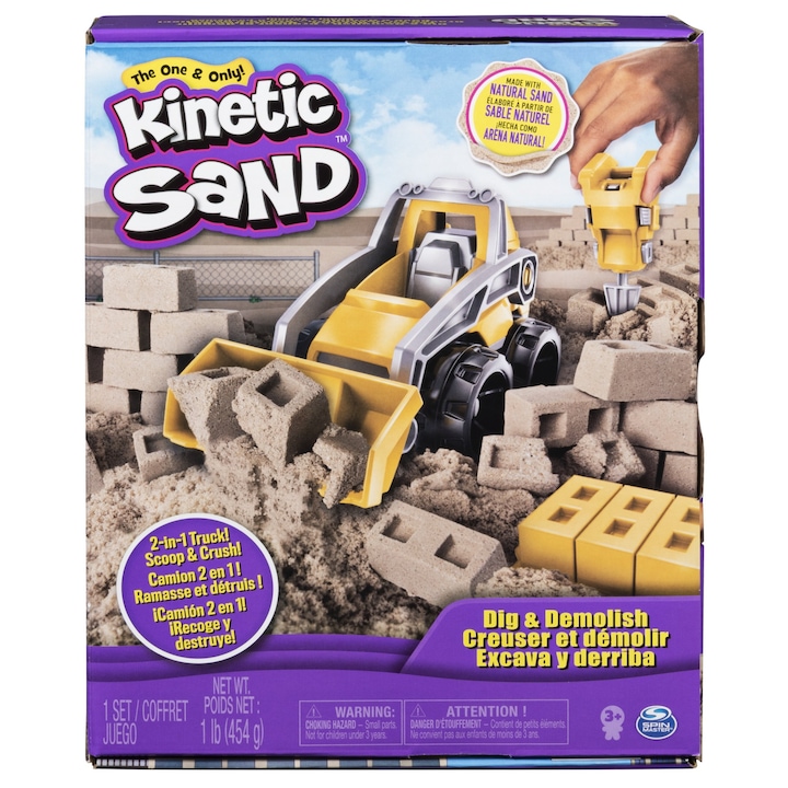 Set Kinetic Sand - Excaveaza si demoleaza, 454g