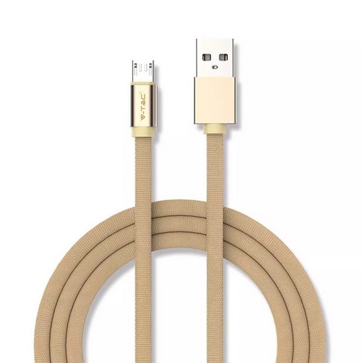 Cablu de date Micro USB, V-TAC, Seria Ruby, Auriu, 1m