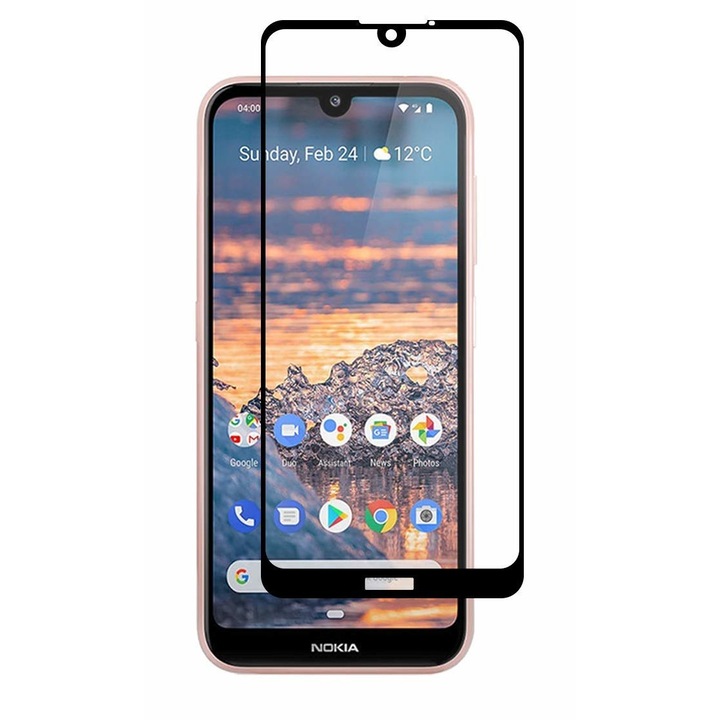 Folie ecran, Nokia, Sticla, Pentru Nokia 4.2, Negru